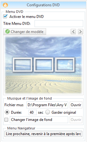 choisir le menu dvd pour graver vidéo sur dvd